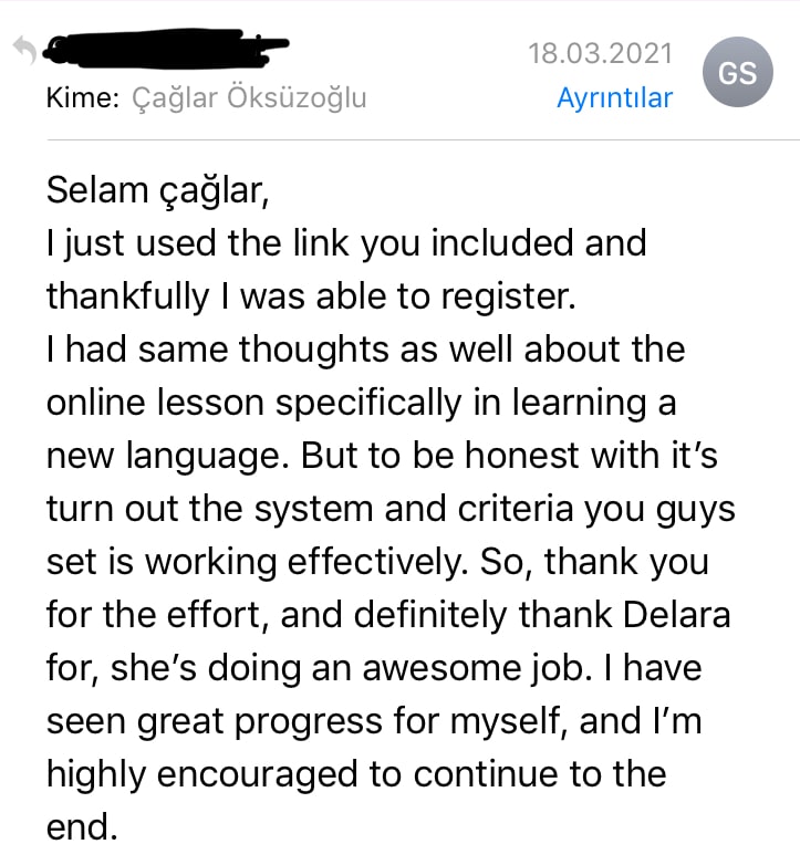 Student feedback from Ghazal